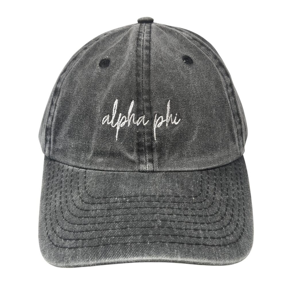 Alpha Phi Slideback Baseball Cap Gray One Size Adjustable Embroidered Dalix